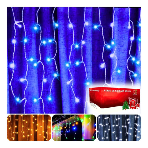 Serie Navideña Cascada De 200 Luces Led 4 Mts Decorativa  | MercadoLibre