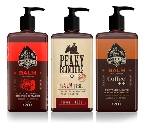 Kit 3x Balm Barba Negra Peaky Blinders Coffee Don Alcides