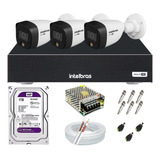 Kit 3 Câmeras Intelbras Full Color E Dvr 4 Canais Purple