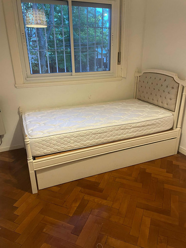 Cama Antique Nouveau De 1 X 1,90 Con Colchón Piero Espuma