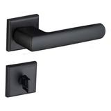 Fechadura Banheiro Pado Opera Roseta Quadrada Preta 55mm Cor Preto