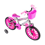 Bicicleta Infantil Feminina Aro 16 Com Cromada Com Cadeira