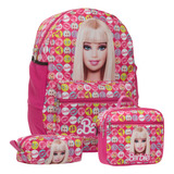 Bolsa Escolar Feminina Infantil Barbie Alça Costas Reforçada