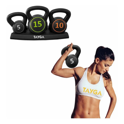Set Pesas Rusas 5,10,15 Lb, C\u002Fbase Kettlebbell Crossfit Gym Negro | Envío gratis