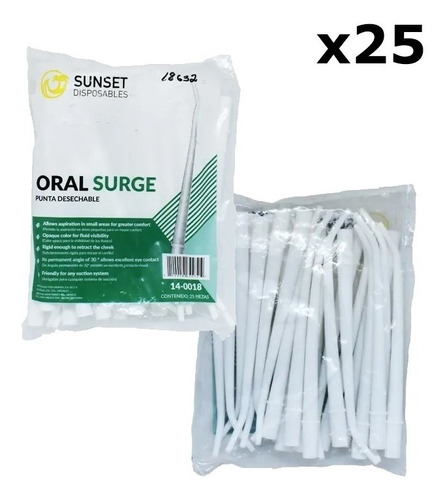 Eyectores Quirúrgico Canula Surge Oral Desechable Sunset 25