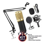 Kit Microfone Bm800 + Pop Filter + Aranha + Braço Articulado