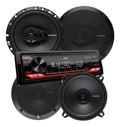 Combo Estereo Jvc Kd-x270bt + Parlantes Auto 6 Y 5 Pulgadas