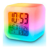 Cubo Reloj Despertador Luces Colores Alarma Niño
