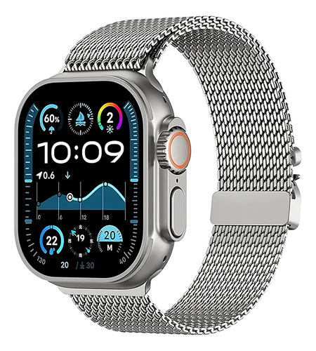 Correa De Malla Milanesa Para Apple Watch Ultra 2 49 46 45mm