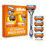 Kit Barbear Fusion 5 Recarregável + 4 Carga Para Gillette