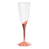 Taça Champagne Base Rose Gold Silver Plastic 135ml 6und