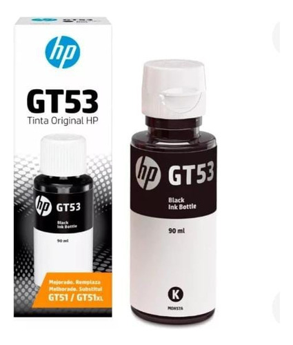 Botella Negra Tinta Original Hp Gt53 Para Tank 415/530/580