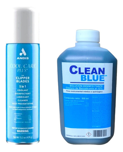 Cool Care Andis 439g + Barbicide Clean Blue 500ml Concentrad