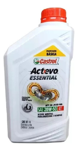 Castrol Essential 20w50 1lt. X16 Unidades Facciano Motos