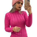 Blusa Trança Tricot Manga Longa Roupa De Frio Feminina 