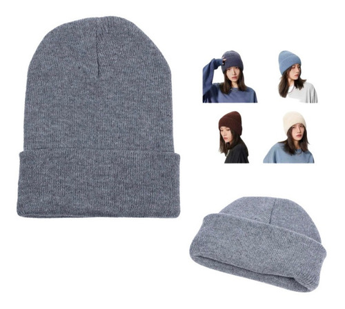 Gorro Beanie Lana Adulto Con Doblez Otoño Invierno Unisex