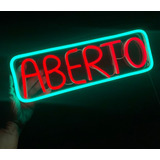 Placa Luminoso/letreiro Led Neon Aberto, Open, Loja, Vitrine