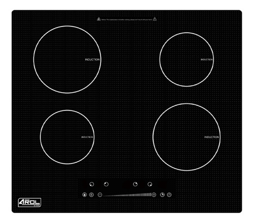 Parrilla Inducción 4 Zonas 60 Cm 110v Vidrio In-e4q60 Arol Color Negro