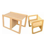 Set Mesa Montessori + 2 Silla Evolutiva Sin Pintar.