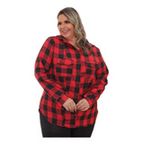 Camisa Flanela Plus Size Xadrez Gola E Botões Tam 46 Ao 56