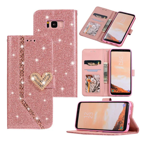 Funda De Piel Tipo Cartera Bling Flip Para Samsung Galaxy