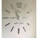 Reloj De Pared 3d Con Frase En Vinilo Grande 100x100cm