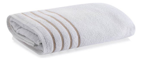 Toalha De Rosto Com Barra Jacquard Pienza Cor Branco