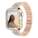 Correa Apple Watch 42 44 Mm Con Diamantes Oro Rosa