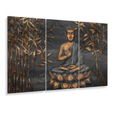 Quadro Decorativo Buda Dourado Marron 105x65