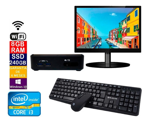 Mini Pc Nuc Intel Core I3-4010u 8bg Ssd 120gb Monitor 17