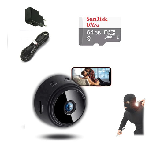 Kit Mini Câmera Espiã Grava De Voz + Micro 64gb + Acessórios