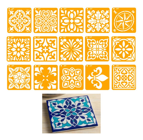Stencil/plantillas Mosaicos 10x10 15 Diseños Deco Stencils