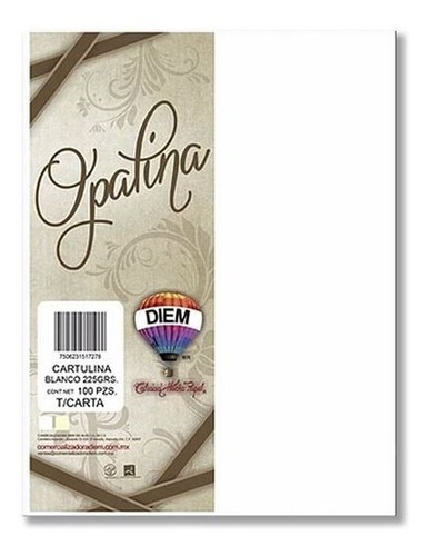 Papel Opalina Blanca Diem Tamaño Carta Gruesa 225 Gr.