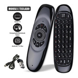 Controle Air Mouse Recarregável Teclado Para Smart Tv Pc