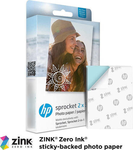 Papel Fotográfico Adhesivo Hp Zink® Sprocket 20 Hojas/5 X 7