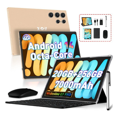 Tablet Xgody K10 Android 14 Dual SIM 4G LTE 20GB 256GB Expansión 1TB 5G WIFI 7000 mAh Octa-Core T606 10.1'' HD Pantalla Certificación Google GMS Tableta 2 En 1 Con Teclado Mouse y Lápiz Óptico BT GPS | Envío gratis