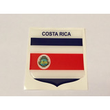 Adesivo Resinado Escudo Da Bandeira Da Costa Rica 8x7 Cm