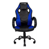 Cadeira De Escritório Mymax Mx0 Gamer Ergonômica  Preto E Azul Com Estofado Em Tecido Sintético