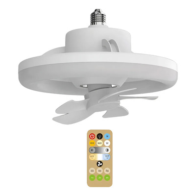 Lámpara De Ventilador De Techo Led Ajustable 48w E27 Blanca