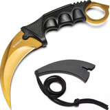 Cuchillo Karambit Dorado Csgo Táctico Razor Incluye Funda