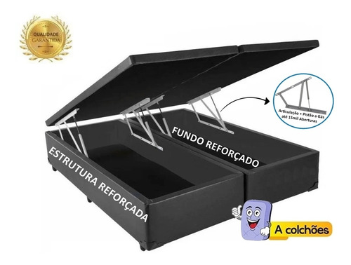Cama Box Baú Bi-partida Casal Corino Cinza 138x188x41