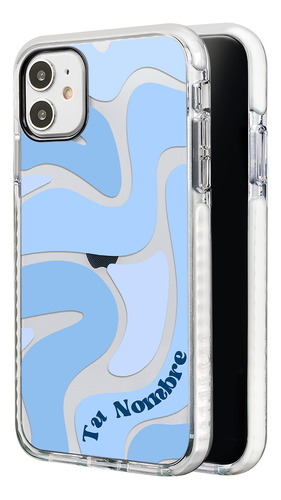 Funda Para iPhone Con Tu Nombre Para Mujer Curvas Azul