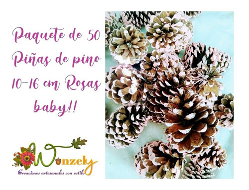 Piñas Navidad Naturales De Pino 10-16 Cm Rosa Baby!!