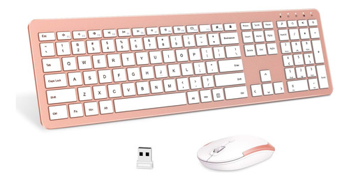 Teclado + Mouse Seenda Inalámbricos Slim/rosa-blanco