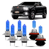 Kit Lâmpadas Fiat Toro 2016 2017 2018 2019 Super Brancas Farol Baixo H7 Alto H7 55w Milha H8 35w - Techone 8500k Inmetro