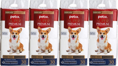 Kit 4 Tapetes Higiênicos Petix Premium Da Super Secão 120 Un