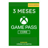 Xbox Game Pass Core 3 Meses Código Original 25 Dígitos