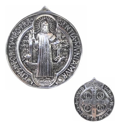 San Benito, Imagen Religiosa En Pewter Para Pared, Medallón