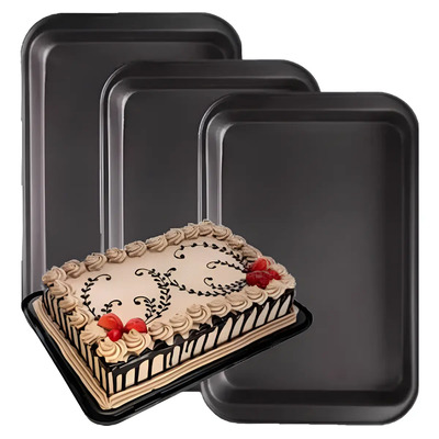 3 Charolas Moldes Para Hornear Pasteles Galletas 42x29cm Negro