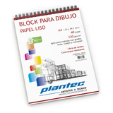 Block Para Dibujo Plantec A5 120grs 40hjs Espiral Papel Liso
